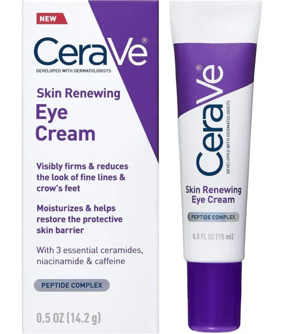CeraVe Eye Cream for Wrinkles Under Eye Cream with Caffeine, Peptides, Free & Ophthalmologist Tested 0.5 Ounces, 0.5 Ounce (Pack of 1)