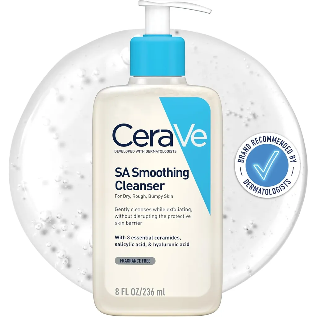 CeraVe SA Smoothing Cleanser | Face and Body Salicylic Acid Wash and Exfoliant for Normal, Dry and Rough Skin with Hyaluronic Acid, Niacinamide and Ceramides| Fragrance Free Non-Comedogenic | 236 ML - Image 2