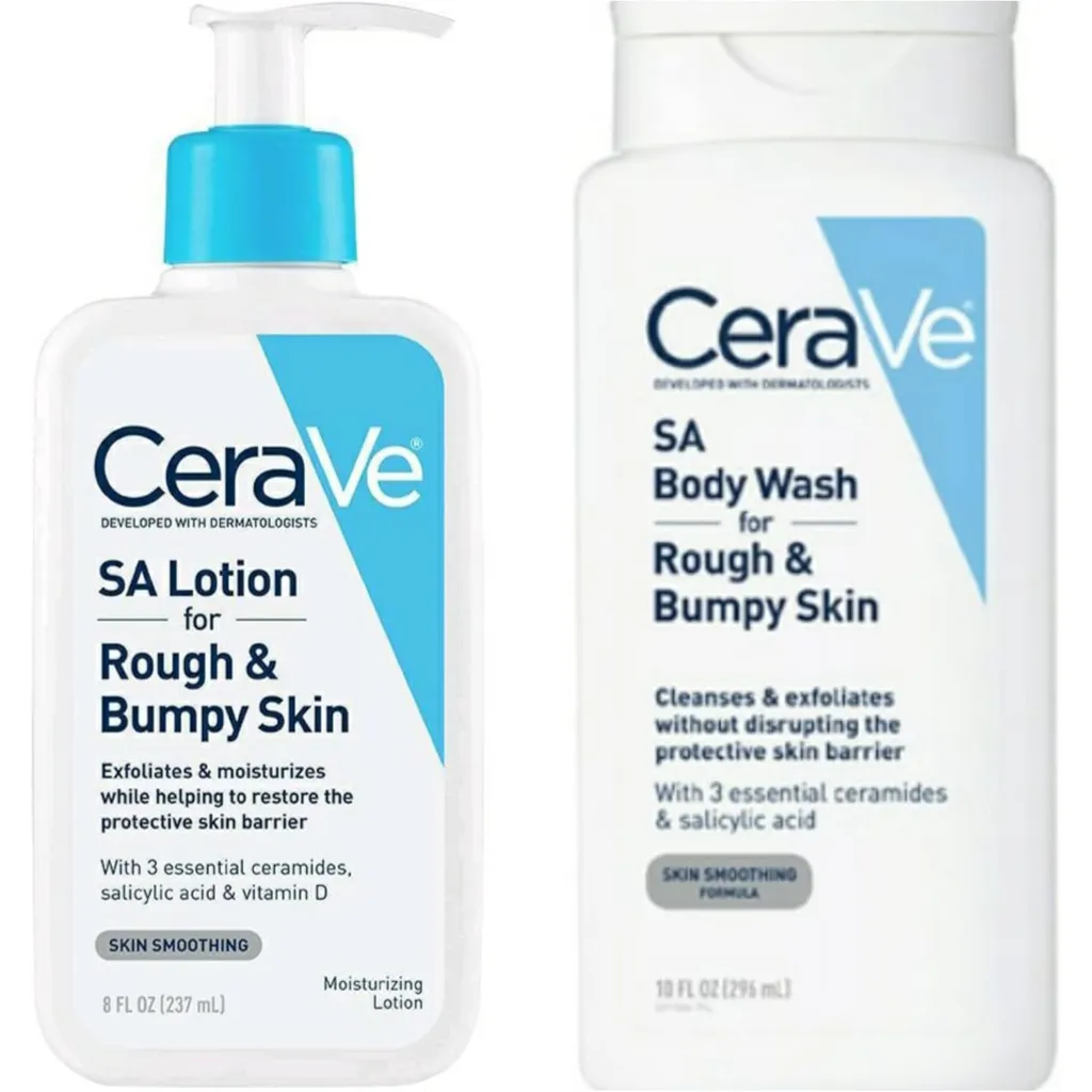 CeraVe SA Skin Care for Rough and Bumpy Skin Bundle - SA Body Wash (10 fl oz) and SA Moisturizing Lotion (8 fl oz) - Skin Smoothing Formula with Salicylic Acid