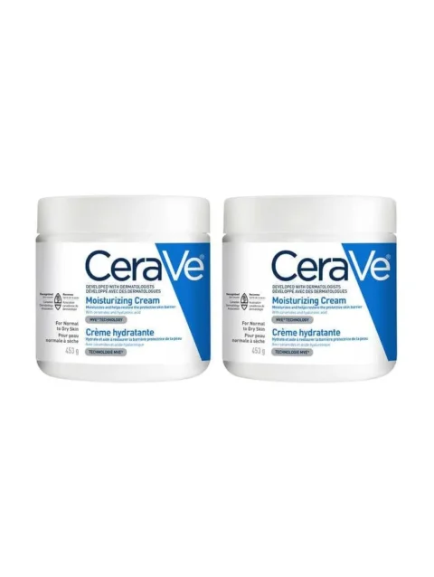 CeraVe Moisturizing Cream | Daily Face, Body & Hands Moisturizer for Dry Skin With Hyaluronic Acid and Ceramides for Women and Men. Sensitive skin, Oil-free, Non-comedogenic, Fragrance-Free, 453 Grams
